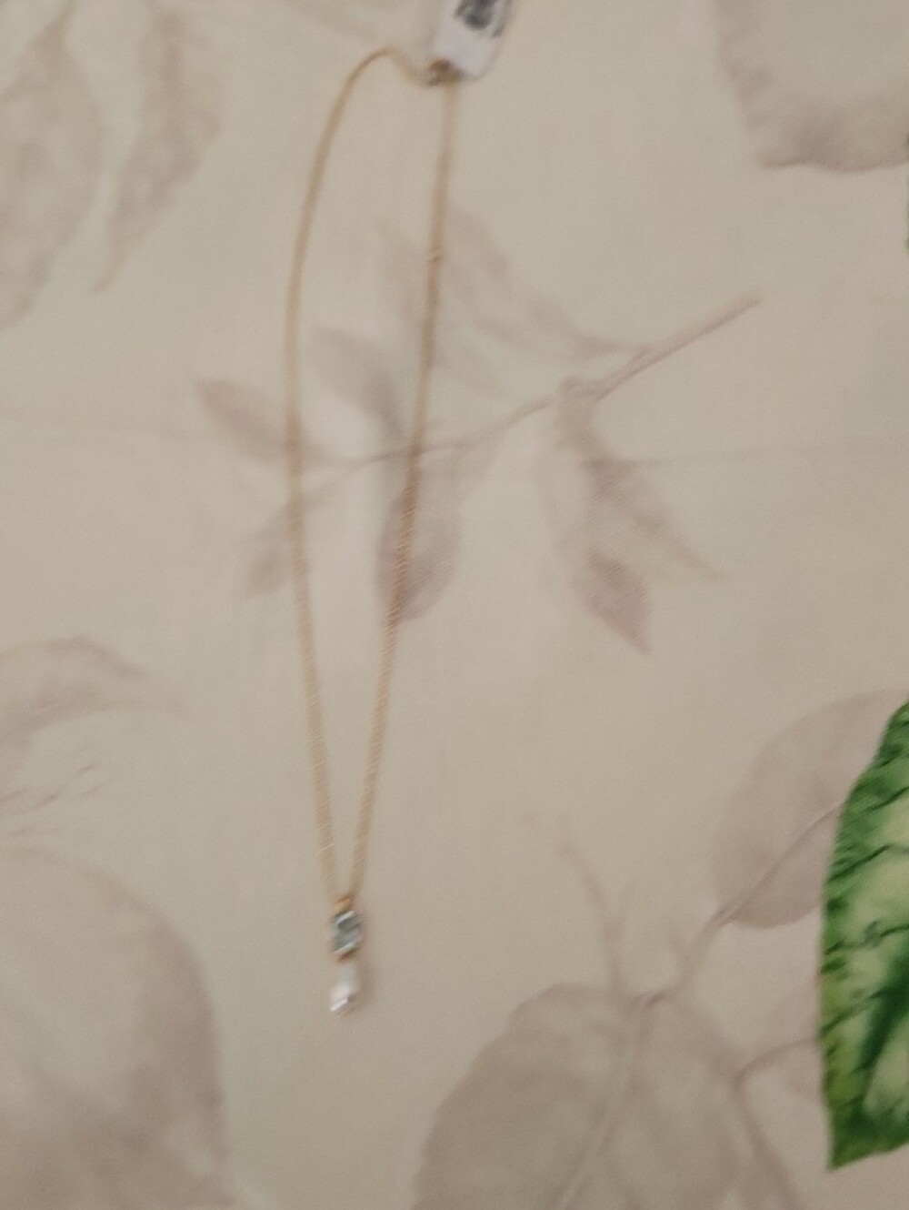 Eliot Danori Gold Necklace with Light Blue Stone and Pearl Drop - Picture 5 of 6